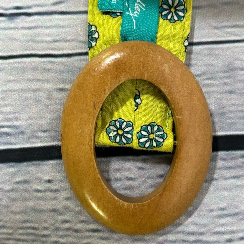 Vera Bradley Classic Peacock Preppy Cottagecore Reversible Wooden Buckle Belt